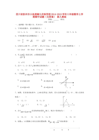 四川省彭州市小鱼洞镇九年制学校八年级数学上学期期中试卷 新人教版试卷