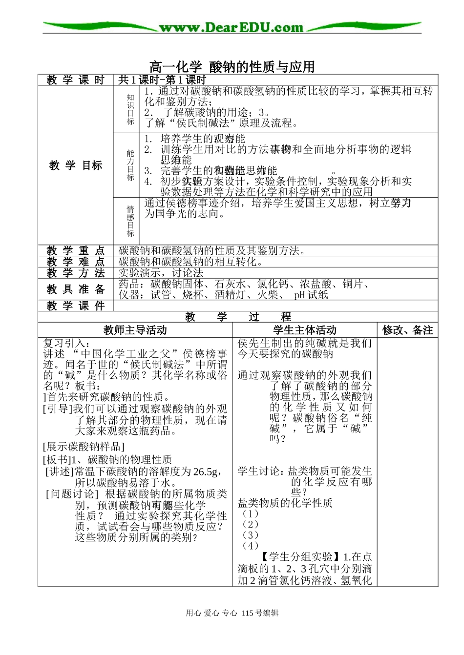 高一化学 酸钠的性质与应用_第1页