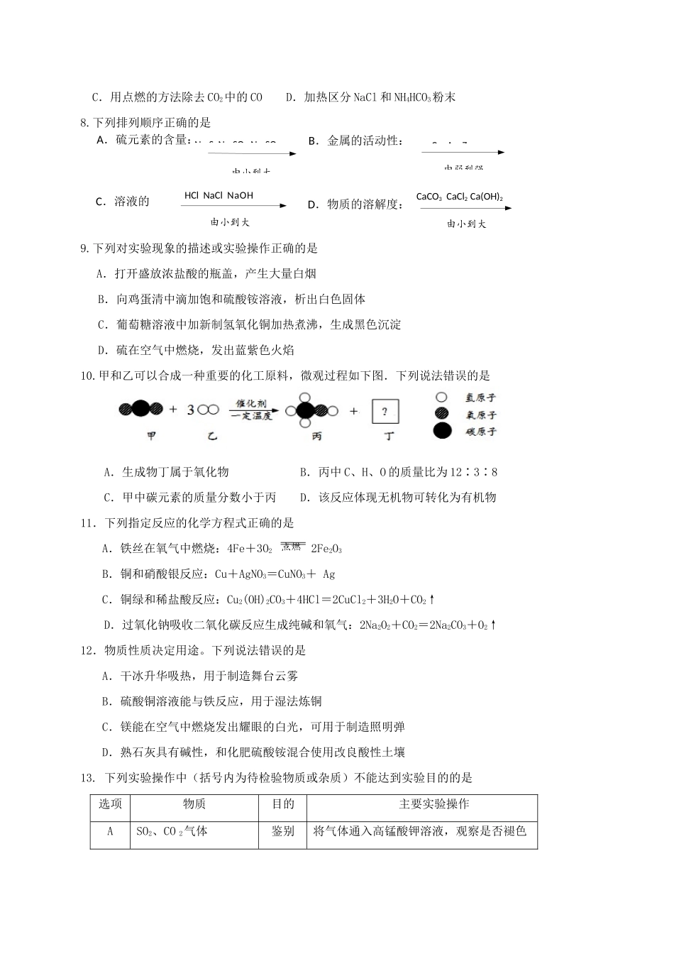 初中化学命制比赛试卷(七)(无答案) 试题_第2页