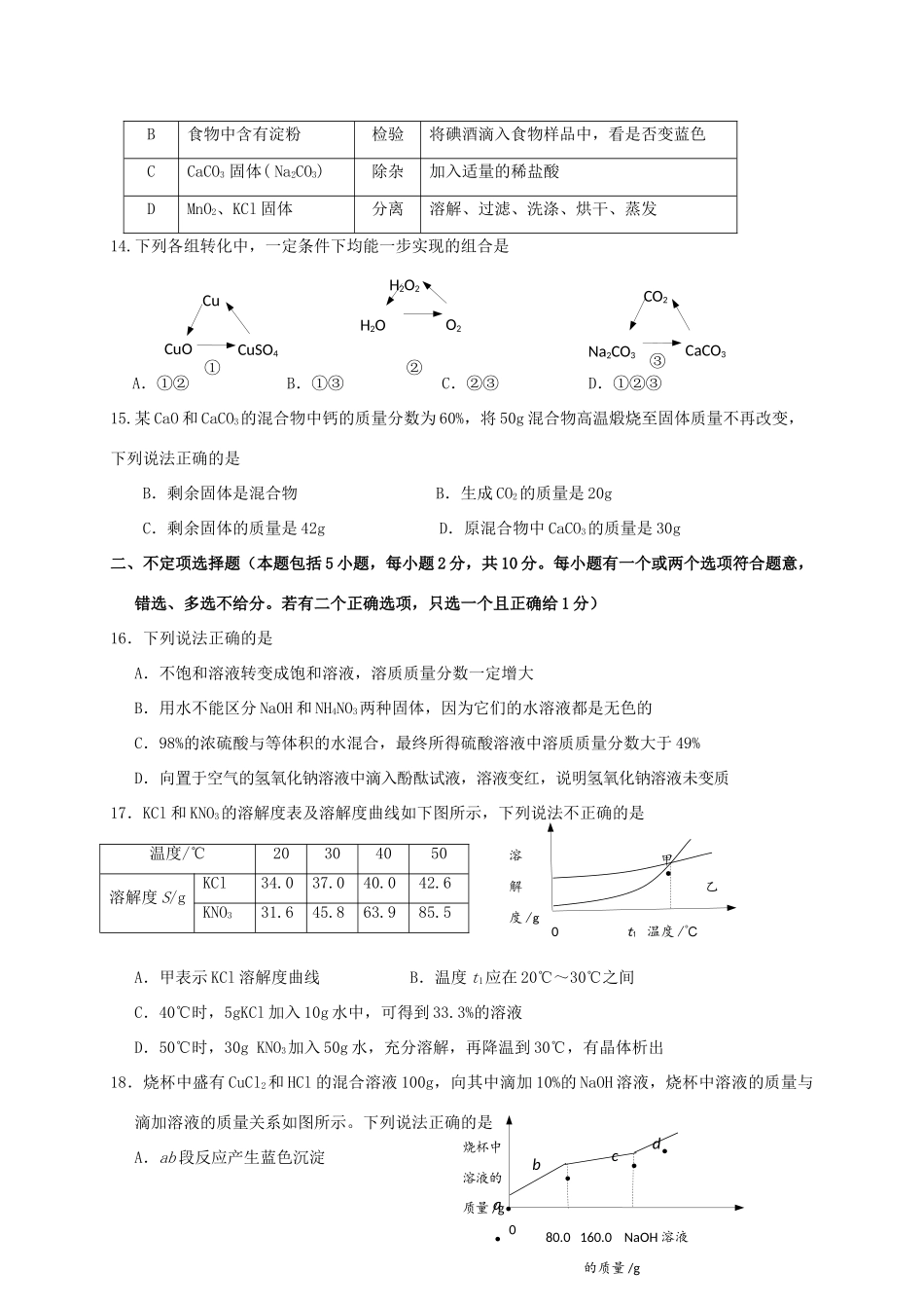 初中化学命制比赛试卷(七)(无答案) 试题_第3页
