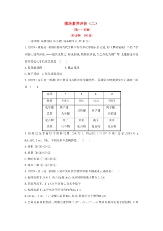 高中化学 模块素养评价（二）（含解析）新人教版必修1-新人教版高一必修1化学试题