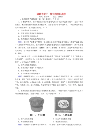 高中历史 专题二 近代中国维护国家主权的斗争 2.3 伟大的抗日战争课时作业（含解析）人民版必修1-人民版高一必修1历史试题