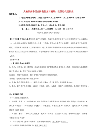 人教版高中历史阶段性复习提纲（世世界近代现代史）