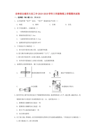 吉林省白城市大安三中 八年级物理上学期期末试卷