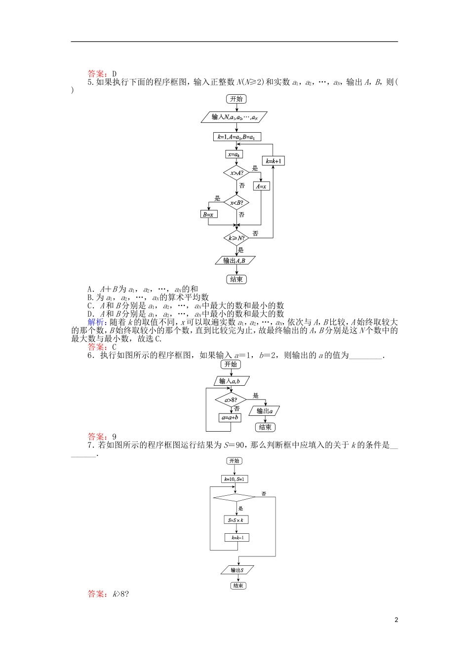 高中数学 4 循环结构习题 新人教A版必修3-新人教A版高二必修3数学试题_第2页