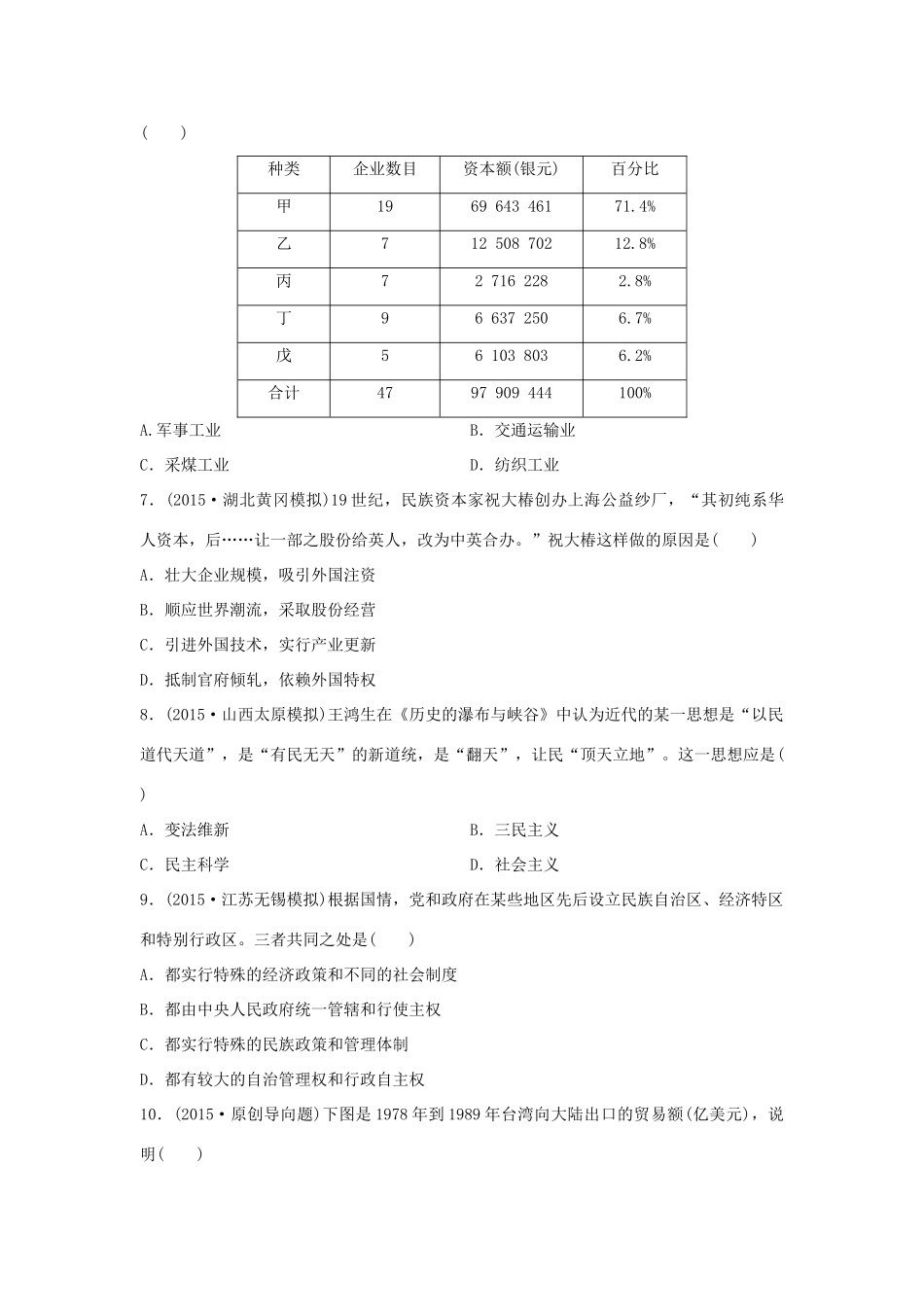 （新课标）高考历史复习 测评实力综合卷四-人教版高三全册历史试题_第2页
