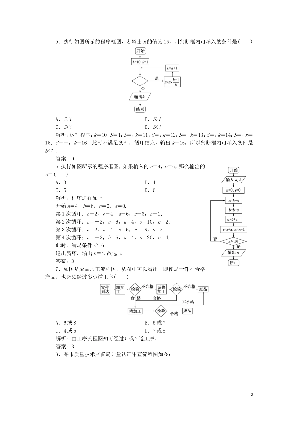高中数学 阶段质量检测（三）（含解析）湘教版选修1-2-湘教版高二选修1-2数学试题_第2页