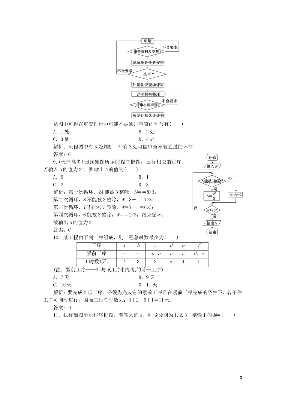 高中数学 阶段质量检测（三）（含解析）湘教版选修1-2-湘教版高二选修1-2数学试题_第3页