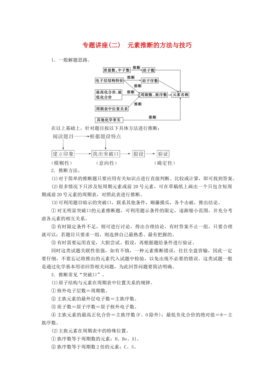 高中化学 第一章 物质结构元素周期律 专题讲座(二)练习 新人教版必修2-新人教版高一必修2化学试题_第1页