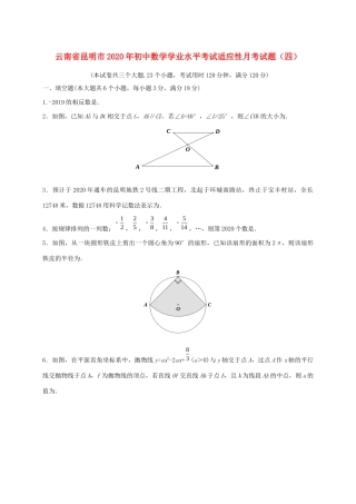 初中数学学业水平考试适应性月考试题(四) 试题