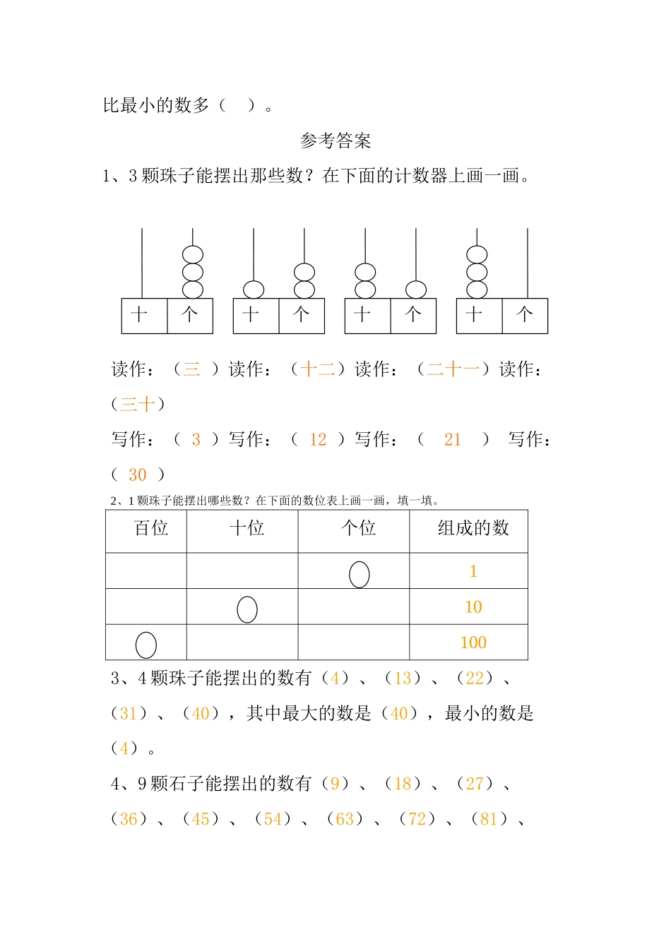 小学数学人教2011课标版一年级《摆一摆-想一想》练习_第2页