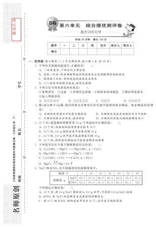 九年级化学全册 第八单元 综合提优测评卷(B卷)(pdf)(新版)鲁教版试卷