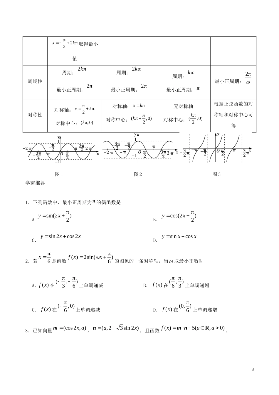 高中数学 每日一题之快乐暑假 第02天 三角函数的图象与性质 文 新人教A版-新人教A版高二全册数学试题_第3页