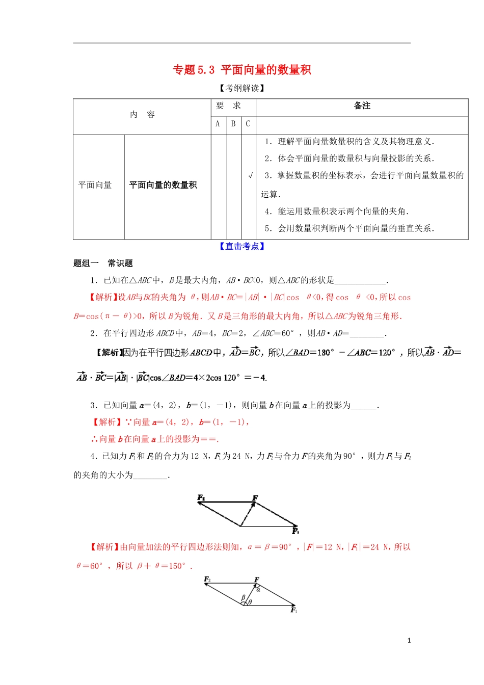 （江苏版）高考数学一轮复习 专题5.3 平面向量的数量积（讲）-江苏版高三全册数学试题_第1页