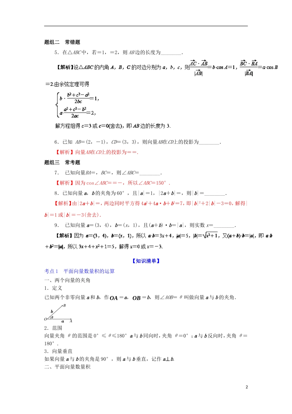 （江苏版）高考数学一轮复习 专题5.3 平面向量的数量积（讲）-江苏版高三全册数学试题_第2页