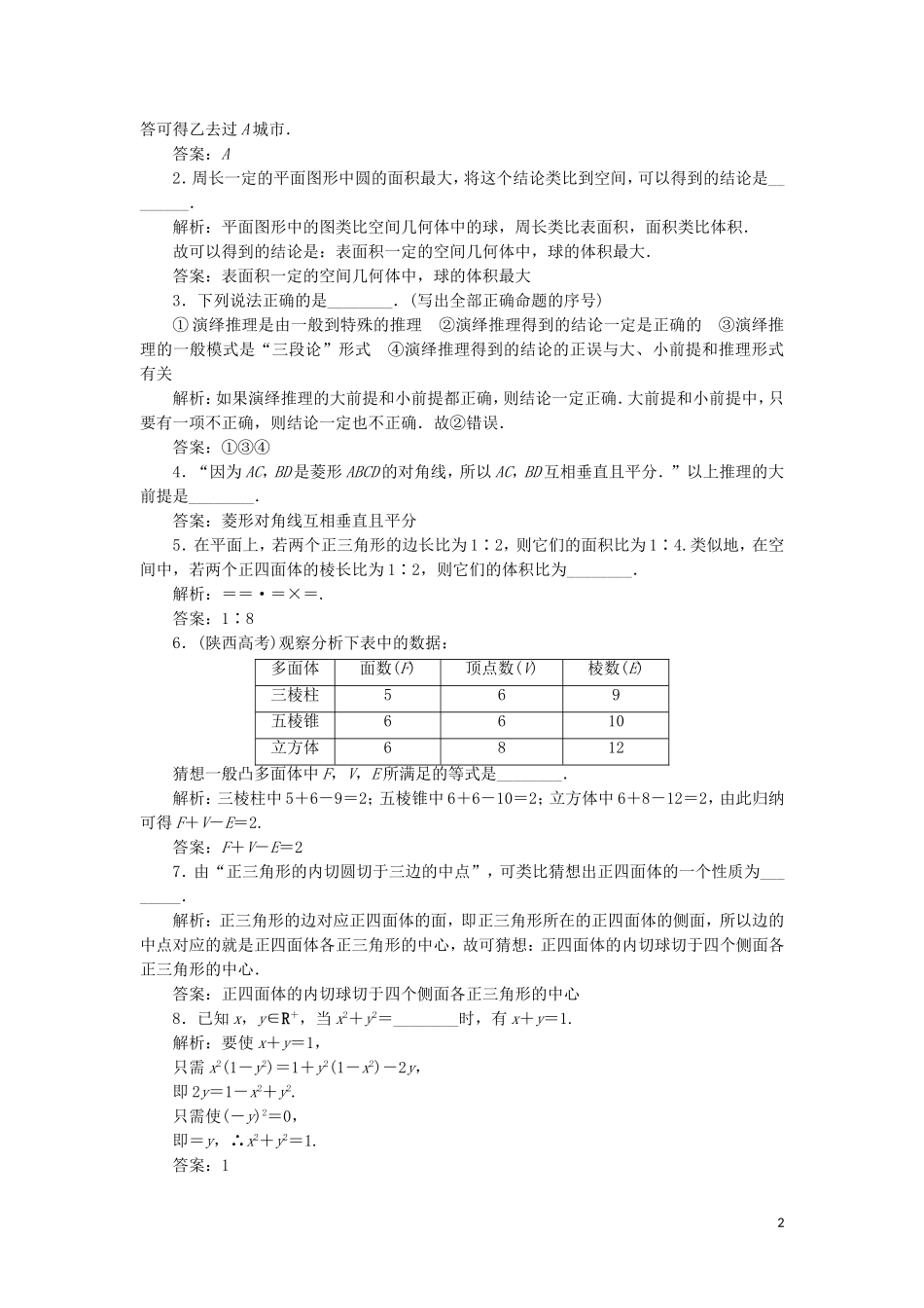 高中数学 第2章 推理与证明 章末小结 知识整合与阶段检测（含解析）苏教版选修2-2-苏教版高二选修2-2数学试题_第2页