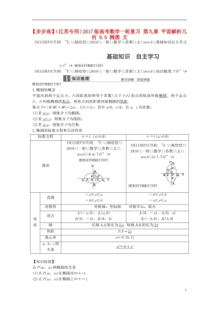 （江苏专用）高考数学一轮复习 第九章 平面解析几何 9.5 椭圆 文-人教版高三全册数学试题