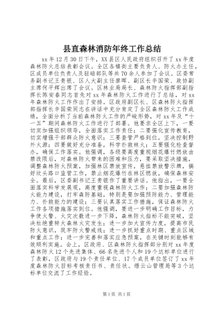 县直森林消防年终工作总结 