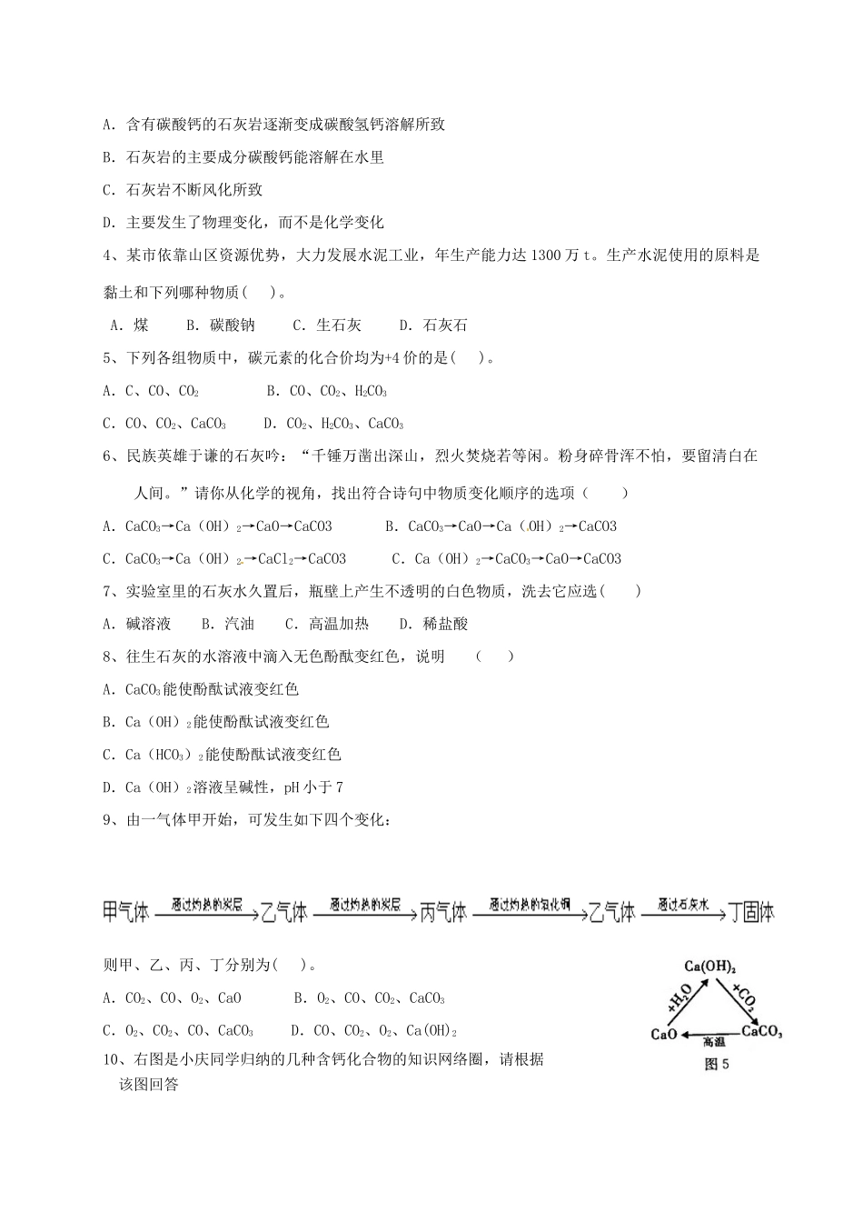 九年级化学上册 42 碳(3)校本作业(新版)沪教版试卷_第2页