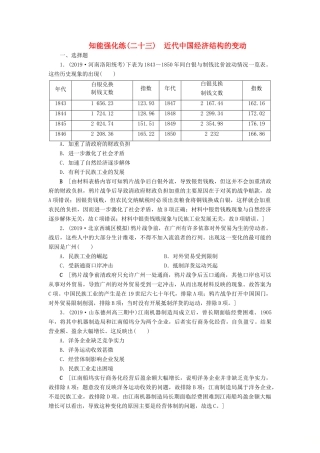 高考历史总复习 第八单元 近代中国经济与近现代社会生活的变迁 知能强化练23 近代中国经济结构的变动（含解析）新人教版-新人教版高三全册历史试题
