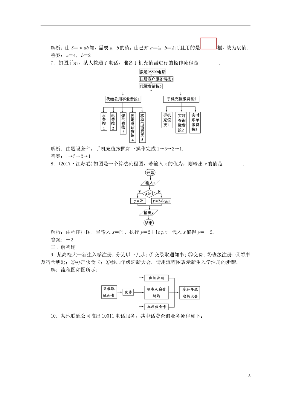 高中数学 第四章 框图 4.1 流程图检测 新人教A版选修1-2-新人教A版高二选修1-2数学试题_第3页