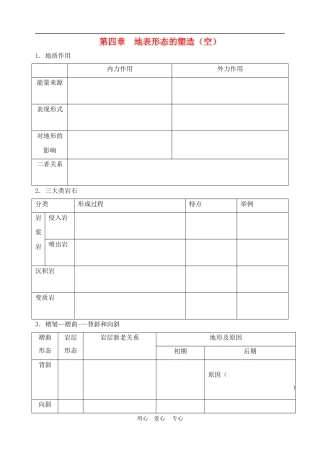 高三地理第四章-地表形态的塑造练习题人教版选修3