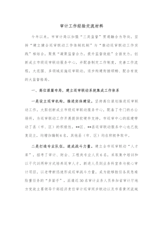审计工作经验交流材料