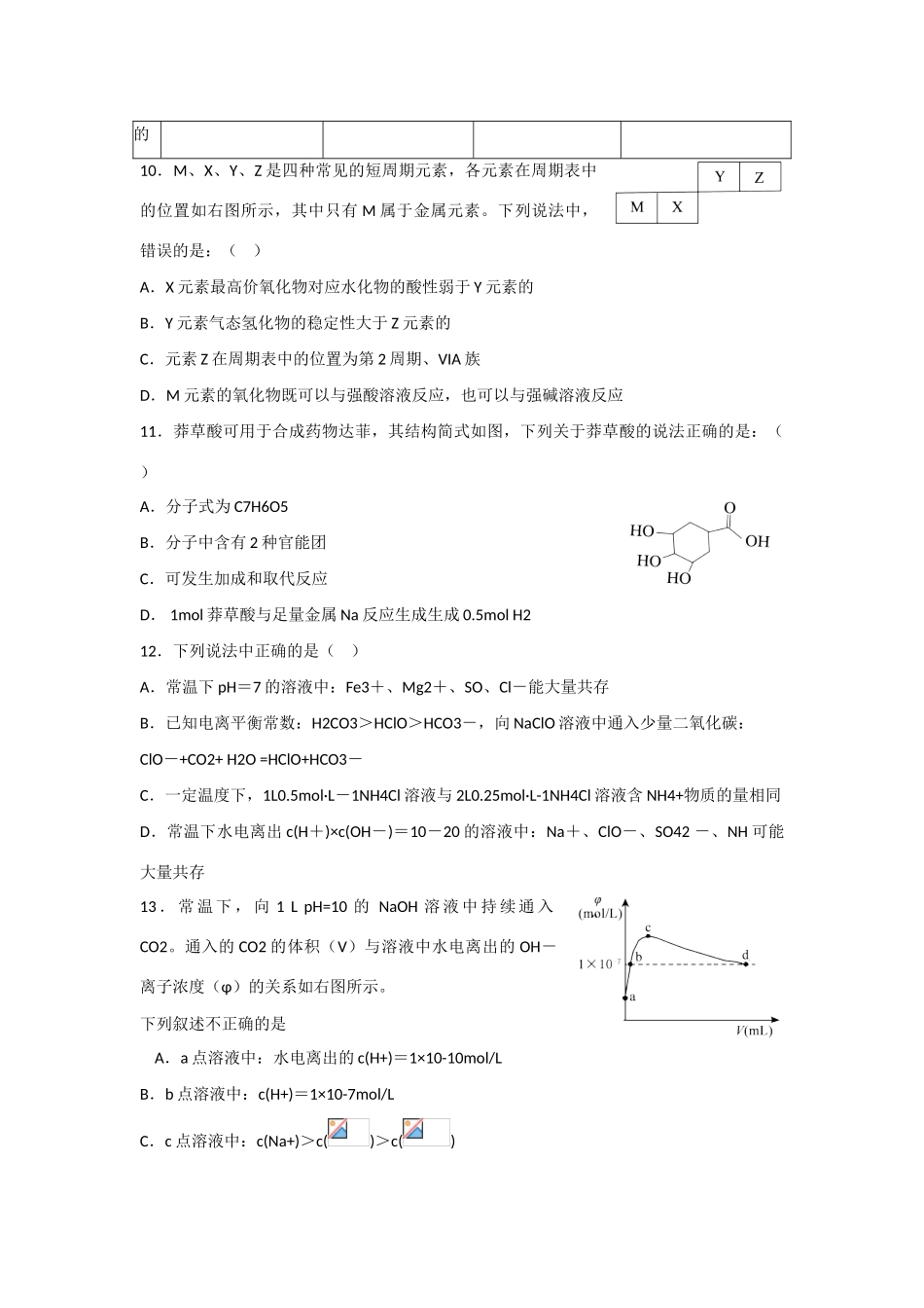 山东省菏泽市高三理综（化学部分）第二次模拟考试试题-人教版高三全册化学试题_第2页