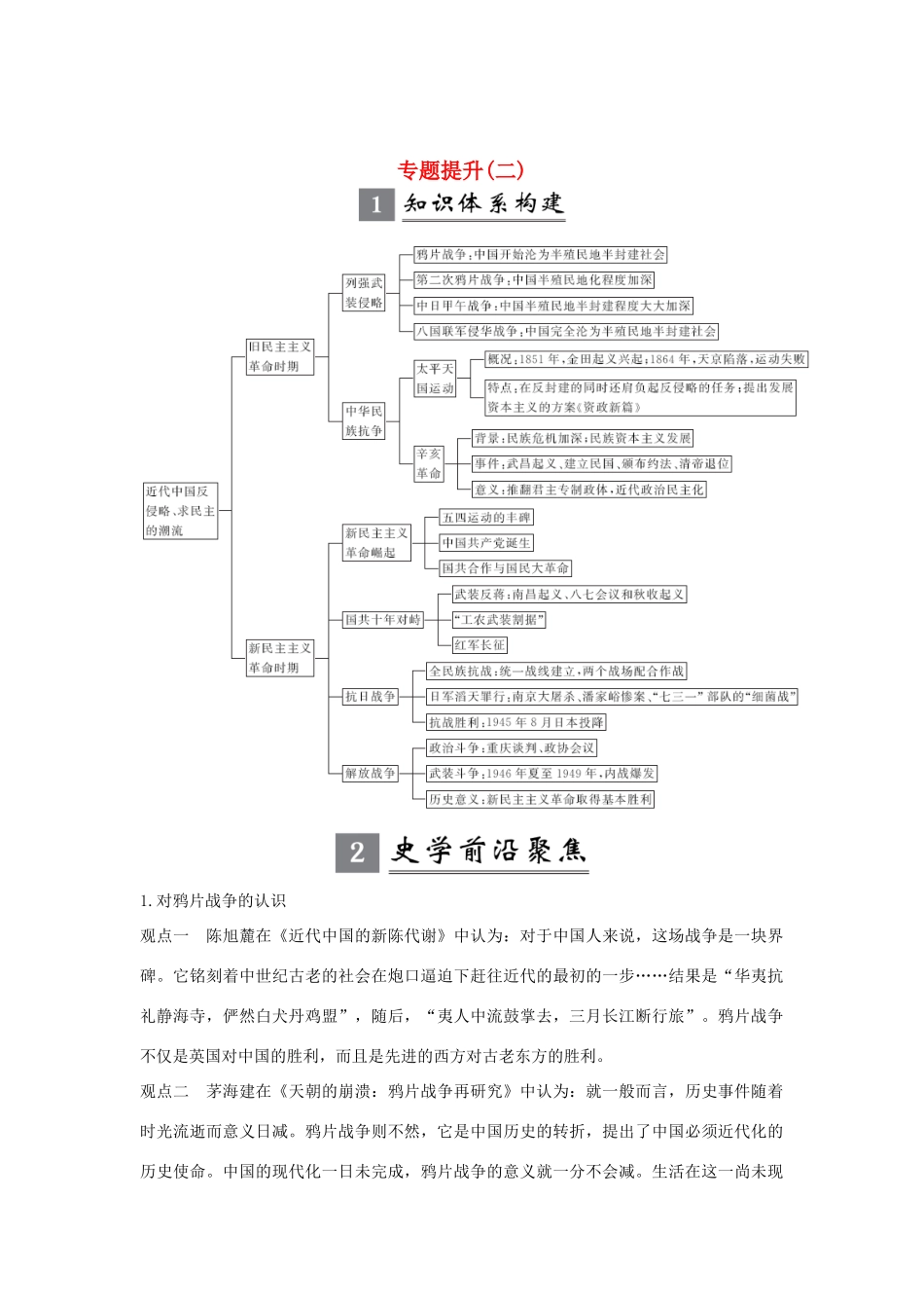 （江苏专用）版高考历史大一轮复习 专题二 近代中国反侵和求民主的斗争 专题提升（二）（含解析）人民版-人民版高三全册历史试题_第1页