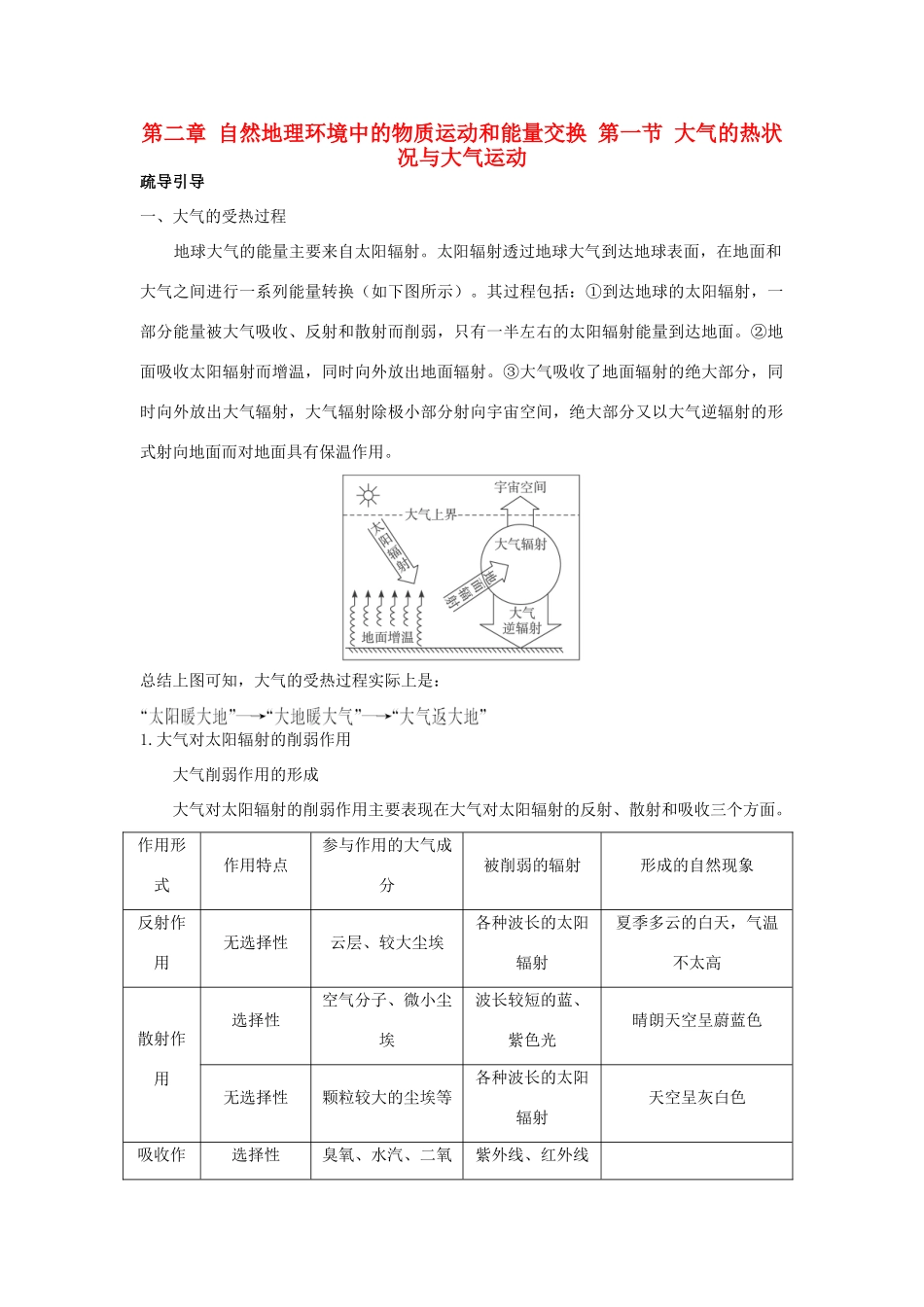 高中地理 互动课堂 第二章 自然地理环境中的物质运动和能量交换 第一节 大气的热状况与大气运动学案 中图版必修1-中图版高一必修1地理学案_第1页