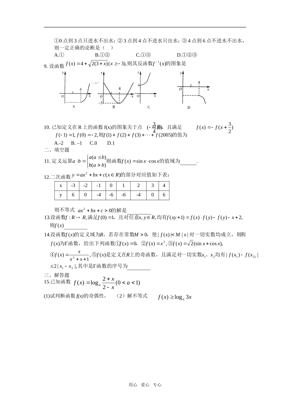 第二轮数学 专题一   函数图象和性质_第2页