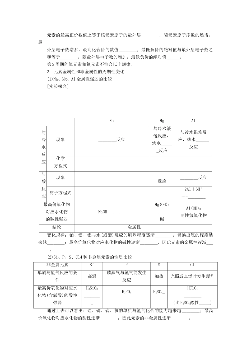 高中化学 专题1 微观结构与物质的多样性 1.2 元素周期律课时作业 苏教版必修2-苏教版高一必修2化学试题_第2页