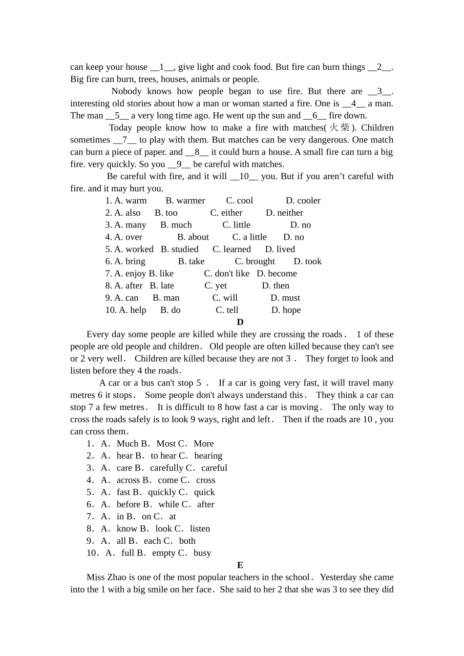 中考20篇完形填空_第2页