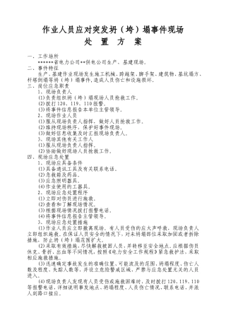 作业人员应对突发坍(垮)塌事件现场处置方案