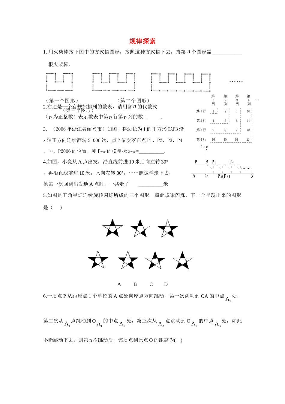 九年级数学第二轮复习冲刺 探索规律人教版试卷_第1页