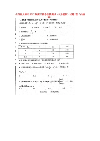山西省太原市高三数学阶段测试(5月模拟)试卷 理试卷