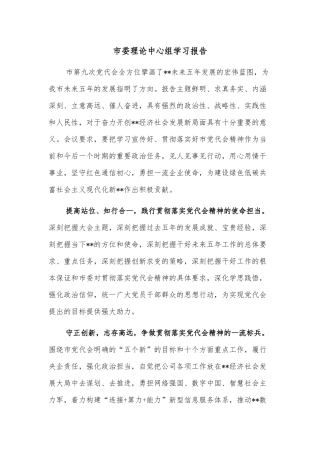 市委理论中心组学习报告