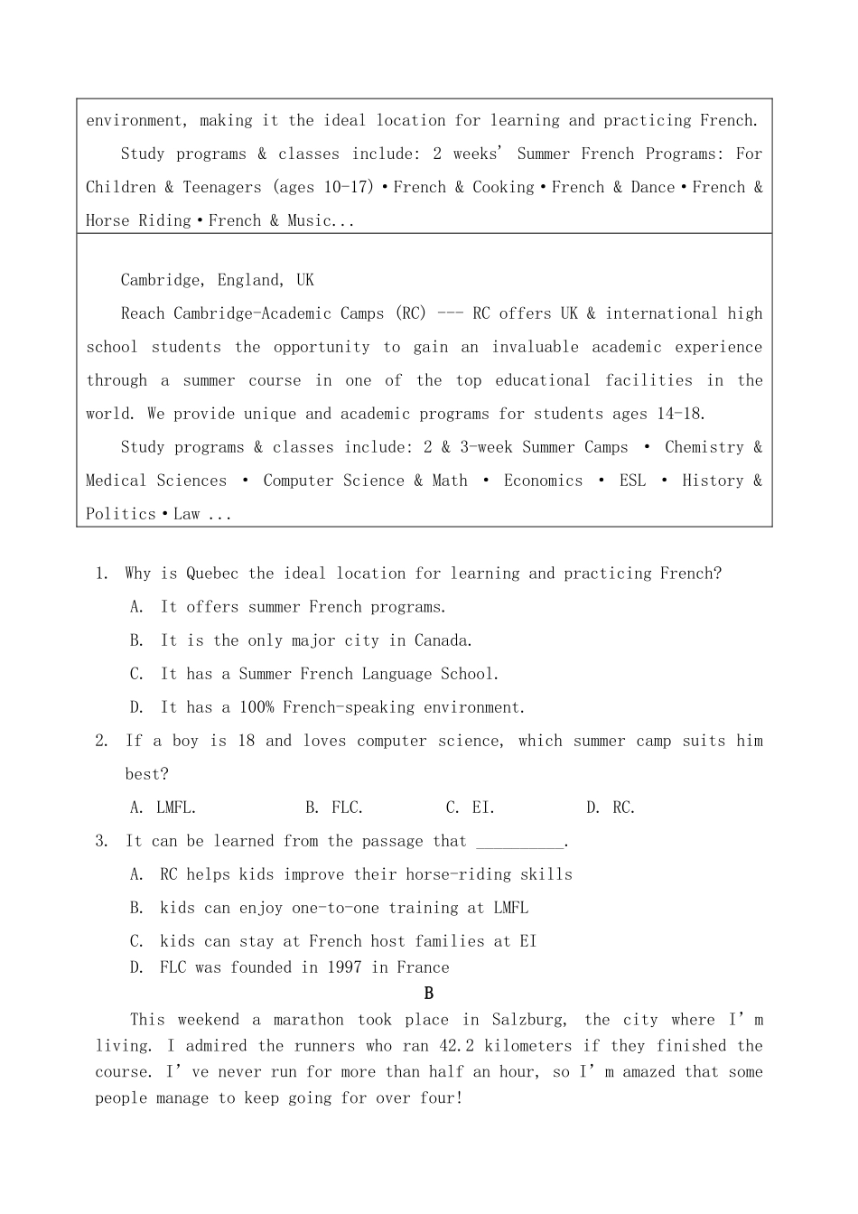 大学附中高一英语上学期12月月考试卷_第2页