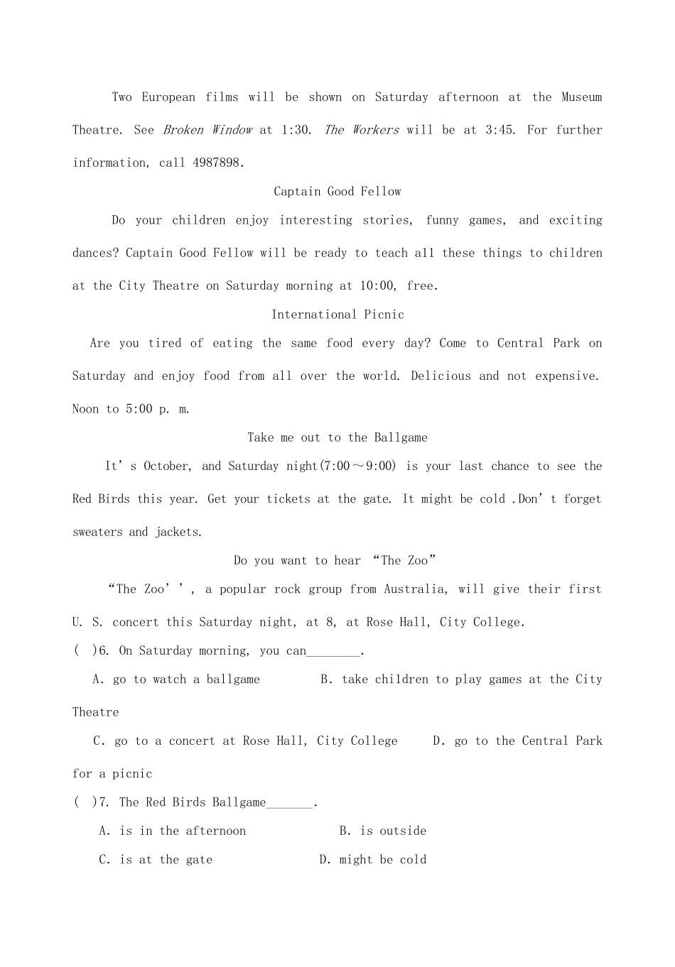 中考英语阅读理解专项试卷 试卷_第2页