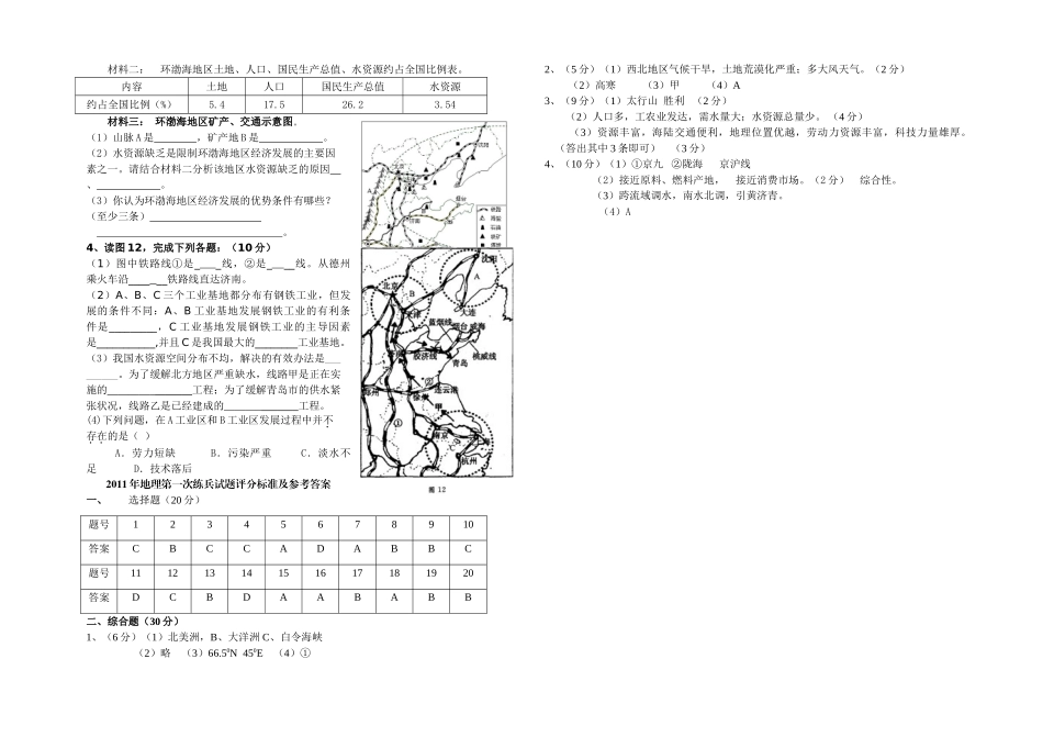 九年级地理综合质量检测题试卷_第3页