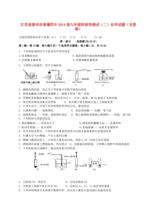 九年级化学阶段性测试试卷(二)试卷