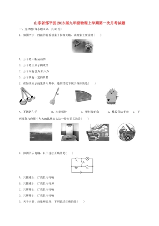 山东省邹平县九年级物理上学期第一次月考试卷 新人教版试卷