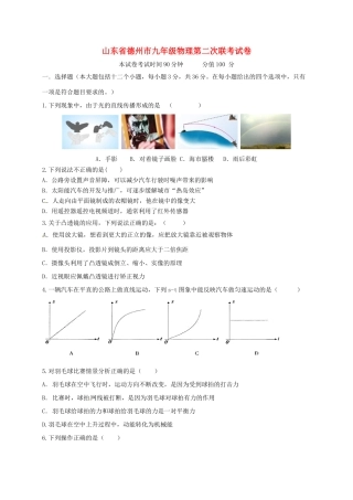 山东省德州市九年级物理第二次联考试卷试卷