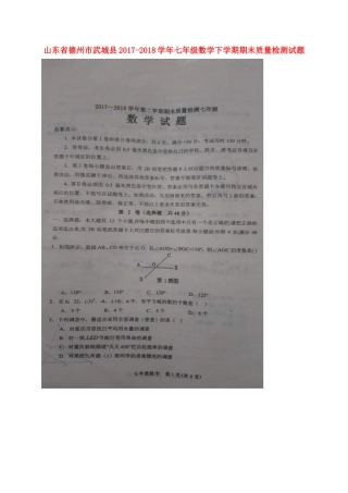 山东省德州市武城县七年级数学下学期期末质量检测试卷新人教版试卷