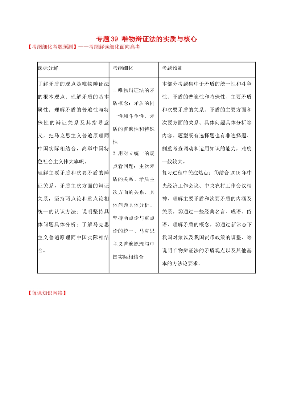 （讲练测）高考政治一轮复习 专题39 唯物辩证法的实质与核心（讲）（含解析）新人教版必修4-新人教版高三必修4政治试题_第1页