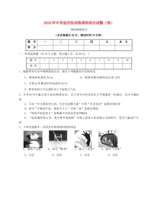 中考物理适应性训练试卷