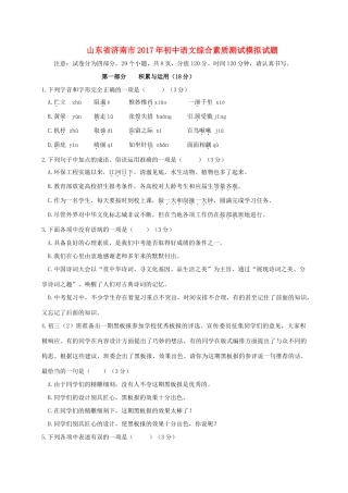 初中语文综合素质测试模拟试题