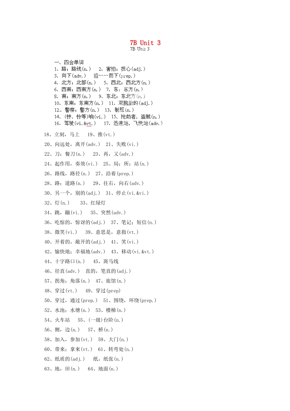 中考英语总复习 7B Unit 3试卷_第1页