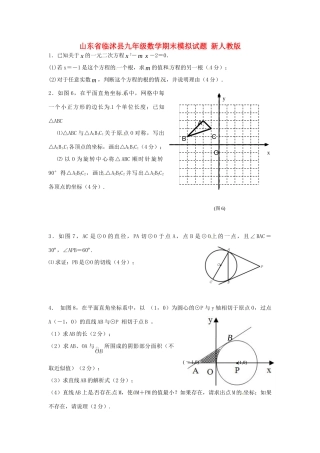 九年级数学期末模拟试卷 新人教版试卷