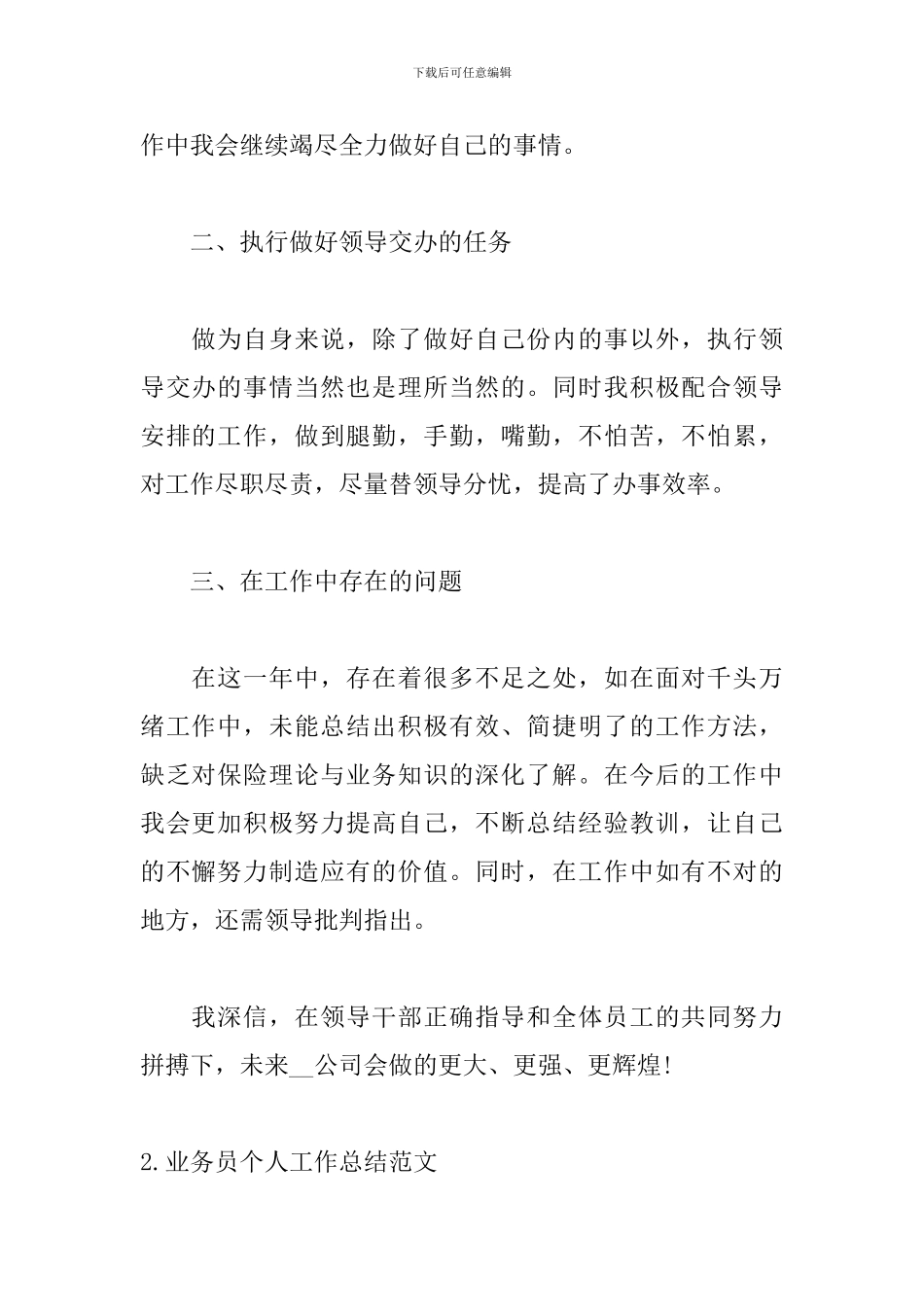 业务员个人工作总结范文_第2页